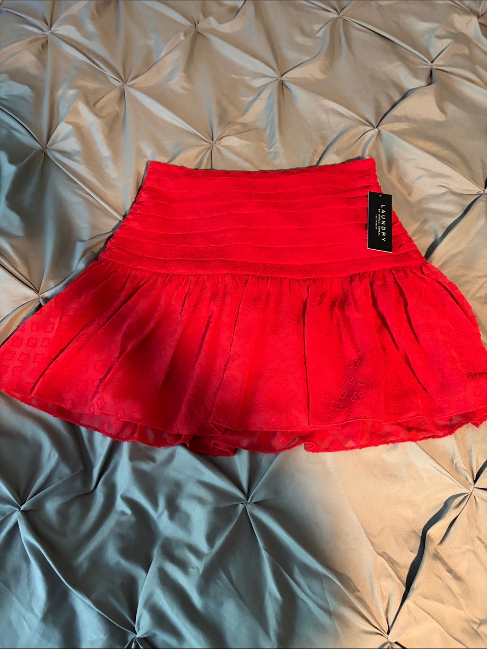 Laundry By Shelli Segal Bright Red Ruffle Mini Skirt- NWT